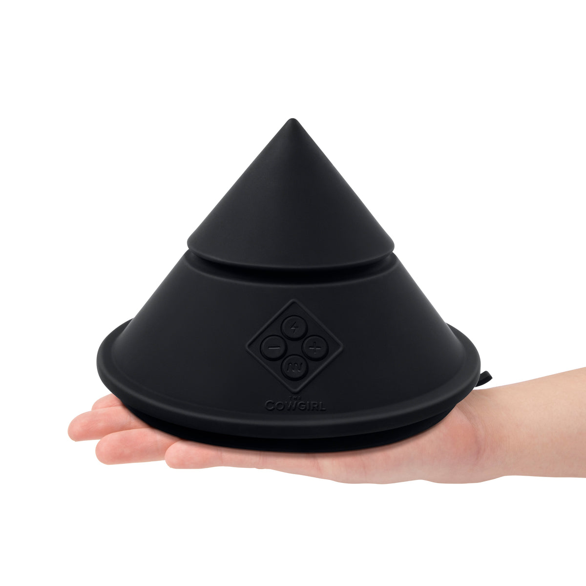 The Cowgirl Cone held in one hand to show its size