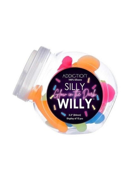 Load image 1 in gallery view. Addiction Silly Willy Glow In The Dark Silicone Dildo - Glow In The Dark/Multicolor