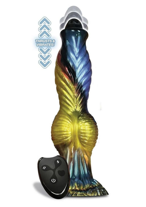 Load image 1 in gallery view. Alien Nation Phoenix Silicone Thrusting Dildo - Black/Green/Yellow