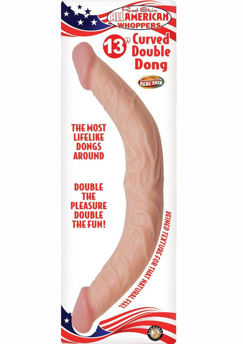 Load image 1 in gallery view. All American Whoppers Curved Double Dildo - Flesh/Vanilla - 13in