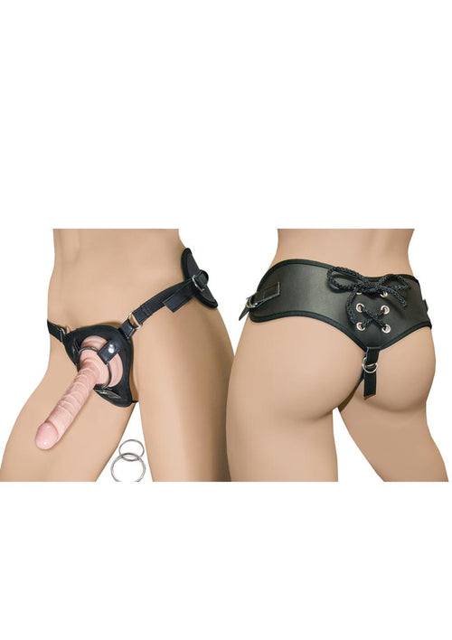 Load image 1 in gallery view. All American Whoppers Realskin Straight Dildo and Universal Harness - Flesh/Vanilla - 5in