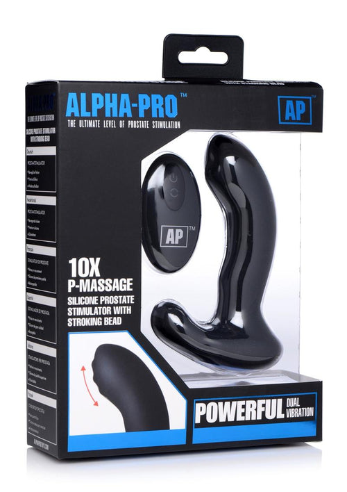 Load image 1 in gallery view. Alpha-Pro P-Massage Prostate Stimulator with Stroking Bead - Black
