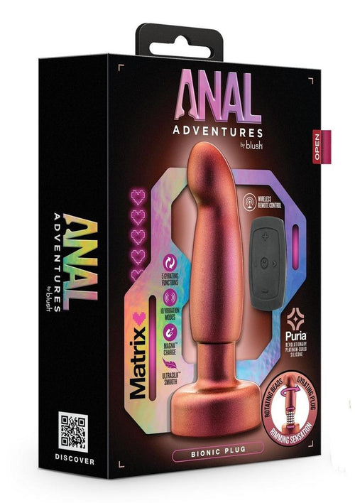 Load image 1 in gallery view. Anal Adventures Matrix Bionic Plug Rechargeable Silicone Anal Plug with Remote - Cosmic - Brown/Copper