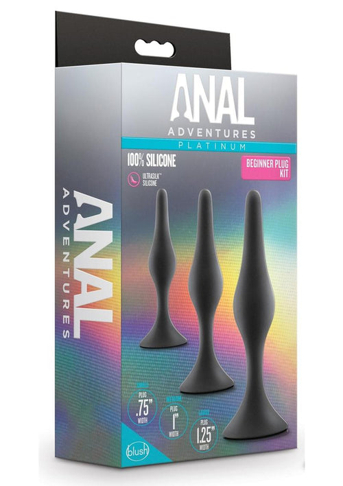 Load image 1 in gallery view. Anal Adventures Platinum Silicone Beginner Plug Kit - Black