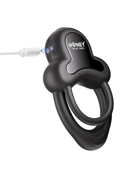 Load image 1 in gallery view. Anello App Control Vibrating Silicone Rechargeable Cock Ring with Clitoral Stimulator Honey Play Box