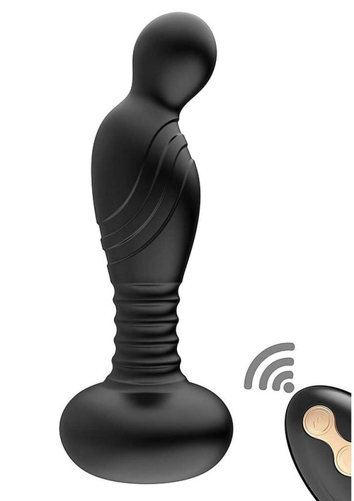 Load image 1 in gallery view. Ass-Sation Remote Vibrating Rechargeable Silicone P-Spot Plug - Black