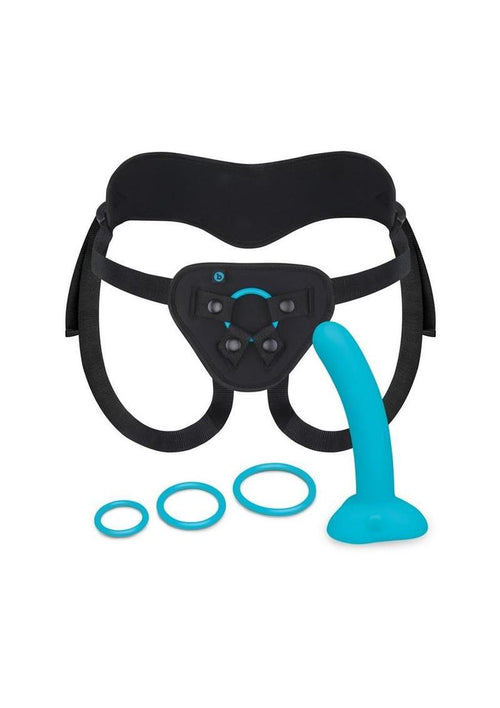 Load image 1 in gallery view. B Vibe Everybody Strap-On Harness Set with Silicone Dildo Peg - Teal - 6in
