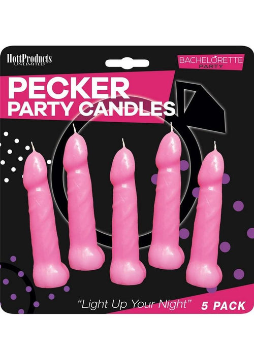 Load image 1 in gallery view. Bachelorette Party Pecker Party Candles - Pink - 5 Each Per Pack