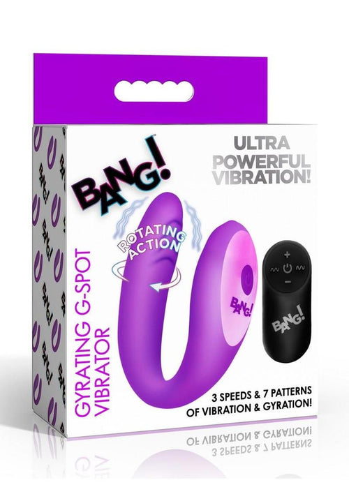 Load image 1 in gallery view. Bang! Gyrating G-Spot Rechargeable Silicone Dual Stimulating Vibrator with Remote - Purple