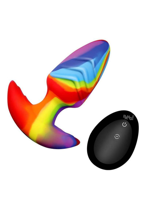 Load image 1 in gallery view. Bang Rotating and Vibrating Rechargeable Silicone Butt Plug - Rainbow
