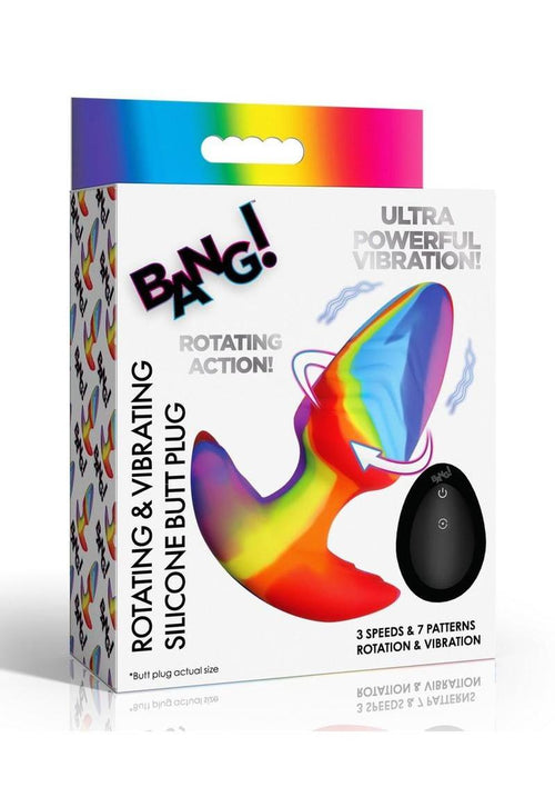 Load image 1 in gallery view. Bang Rotating and Vibrating Rechargeable Silicone Butt Plug - Rainbow