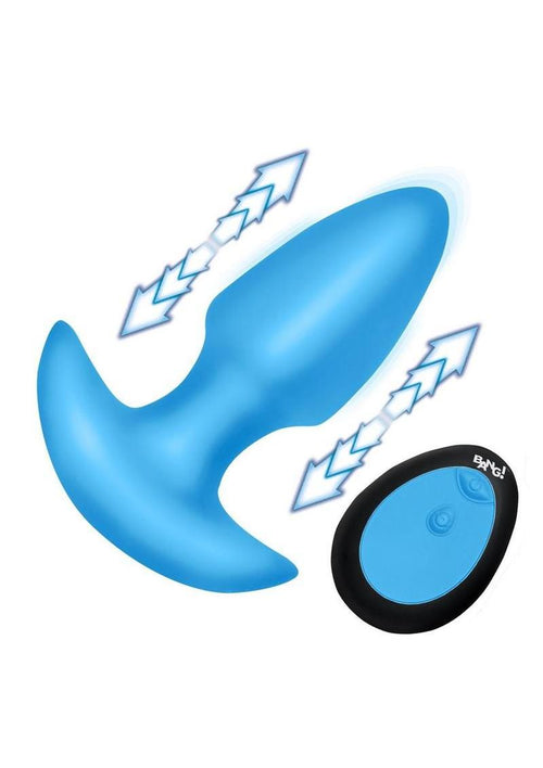 Load image 1 in gallery view. Bang! Thrusting and Vibrating Rechargeable Silicone Butt Plug - Blue
