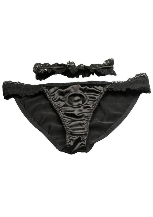 Load image 1 in gallery view. Bedroom Bliss Jolie Strap-On Panty Harness and Garter - Black - Medium