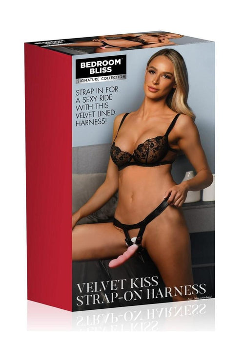Load image 1 in gallery view. Bedroom Bliss Velvet Kiss Strap-On Harness - Black