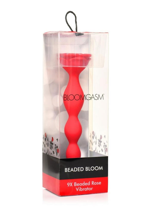 Load image 1 in gallery view. Bloomgasm Beaded Bloom 9x Rechargeable Silicone Beaded Rose Anal Vibrator - Red