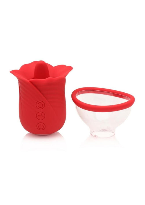 Load image 1 in gallery view. Bloomgasm Lily Lover Sucking and Vibrating Rechargeable Silicone Clitoral Stimulator - Red