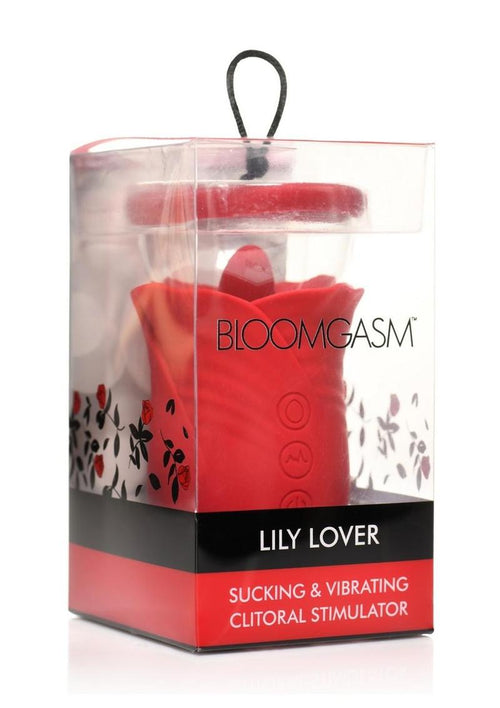 Load image 1 in gallery view. Bloomgasm Lily Lover Sucking and Vibrating Rechargeable Silicone Clitoral Stimulator - Red