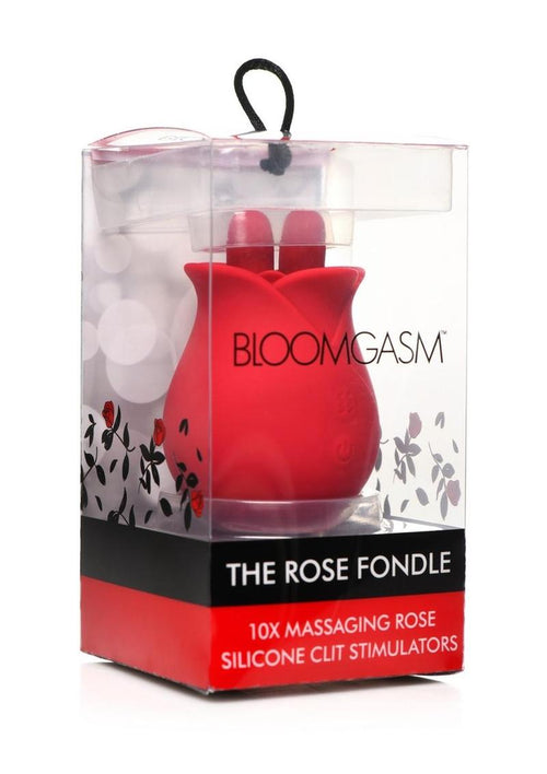 Load image 1 in gallery view. Bloomgasm The Rose Fondle 10x Silicone Rechargeable Massaging Rose Clit Stimulator - Red