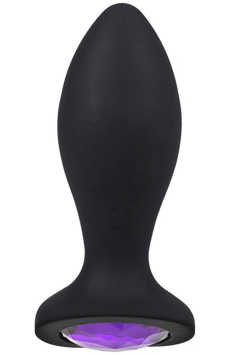Load image 1 in gallery view. Booty Bling Jeweled Wearable Vibrating Silicone Plug - Purple - 3in