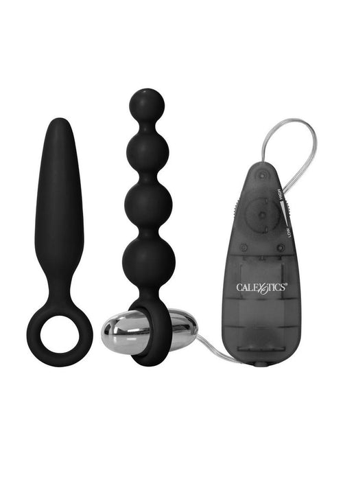 Load image 1 in gallery view. Booty Call Booty Vibro Kit Silicone Vibrating Butt Plug and Anal Beads - Black
