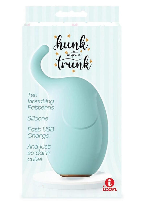 Load image 1 in gallery view. Buzzy Buddy Hunk with A Trunk Rechargeable Silicone Clitoral Stimulator - Aqua/Blue