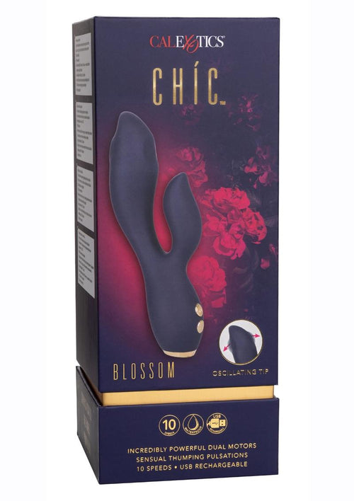 Load image 1 in gallery view. Chic Blossom Rechargeable Silicone Rabbit Vibrator - Blue