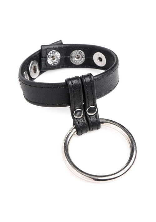 Load image 1 in gallery view. Cock Gear Leather and Steel Cock and Ball Ring - Black/Metal