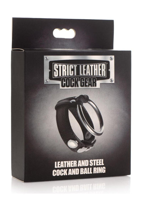 Load image 1 in gallery view. Cock Gear Leather and Steel Cock and Ball Ring - Black/Metal