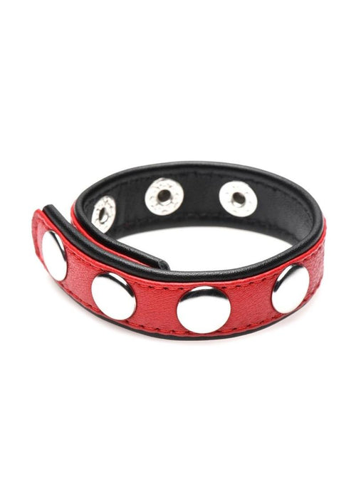 Load image 1 in gallery view. Cock Gear Leather Speed Snap Cock Ring - Metal/Red