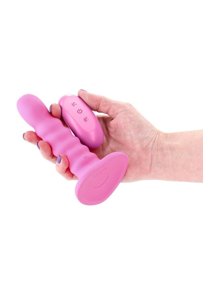 Ribbed Rechargeable Silicone Vibrating Dildo with Remote Control Colours