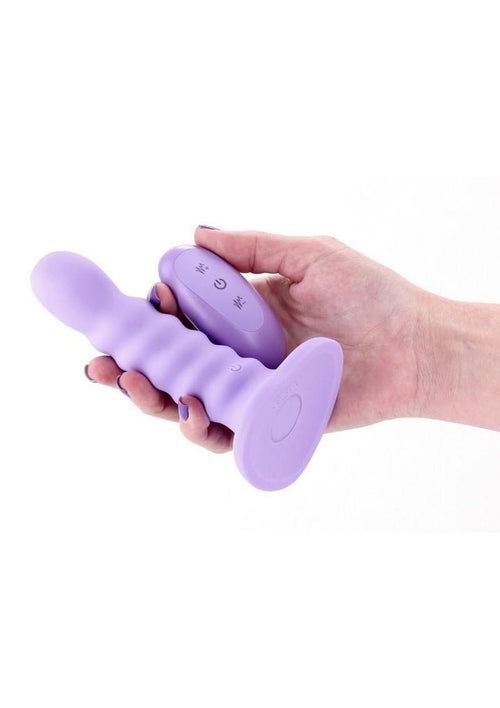 Load image 1 in gallery view. Ribbed Rechargeable Silicone Vibrating Dildo with Remote Control Colours