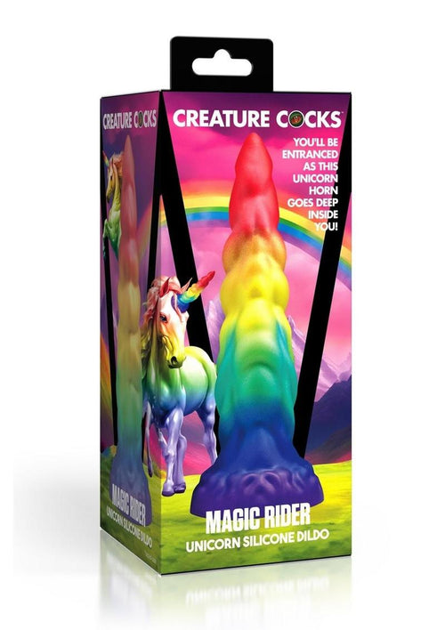 Load image 1 in gallery view. Creature Cocks Magic Rider Unicorn Silicone Dildo - Multicolor/Rainbow