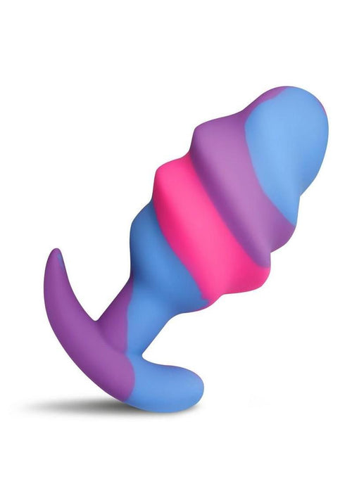 Load image 1 in gallery view. Creature Cocks Unicorn Swirl Silicone Butt Plug - Blue/Multicolor/Pink/Purple - Large