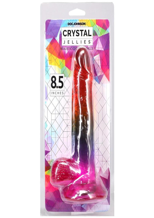 Load image 1 in gallery view. Crystal Jellies Realistic Dildo with Balls - Multicolor/Rainbow - 8.5in