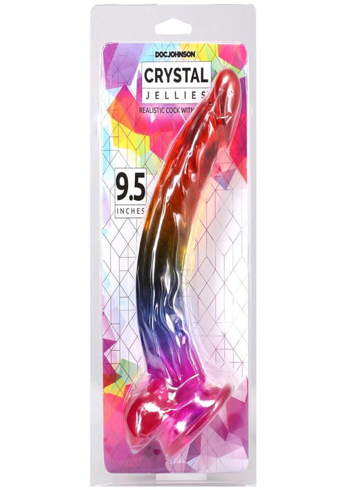 Load image 1 in gallery view. Crystal Jellies Realistic Dildo with Balls - Multicolor/Rainbow - 9.5in