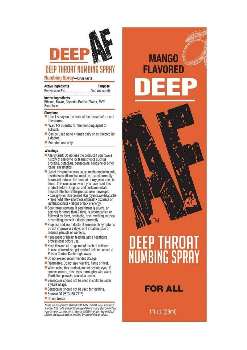 Deep AF Deep Throat Numbing Spray 1oz - Mango