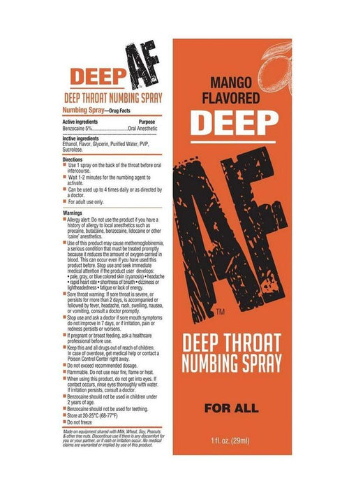 Load image 1 in gallery view. Deep AF Deep Throat Numbing Spray 1oz - Mango