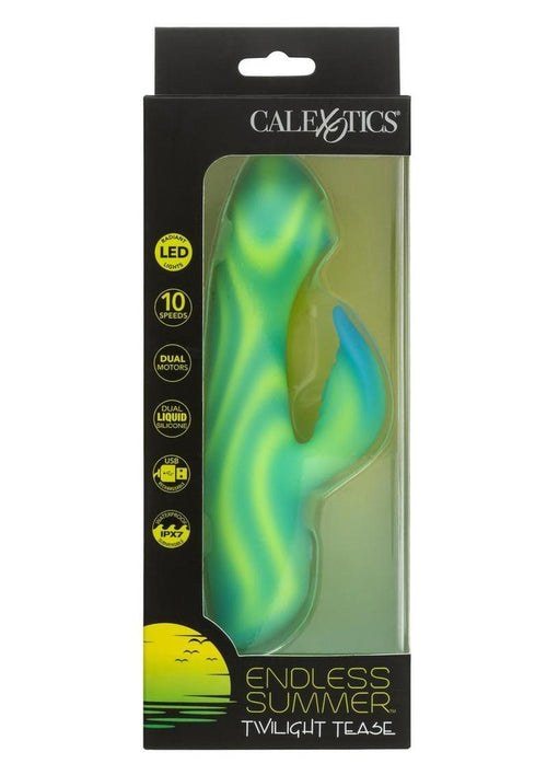 Load image 1 in gallery view. Endless Summer Twilight Tease Dual Vibe Light-Up Rechargeable Silicone Massager - Green