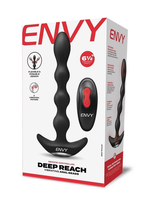 Load image 1 in gallery view. Envy Toys Deep Reach Remote Controlled Rechargeable Silicone Vibrating Anal Beads - Black