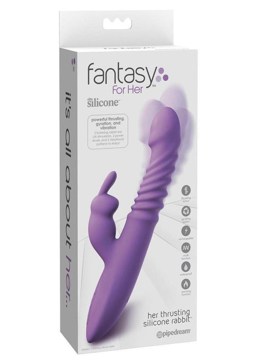 Load image 1 in gallery view. Fantasy For Her Thrusting Silicone Rabbit Multi Function Rechargeable Waterproof - Purple