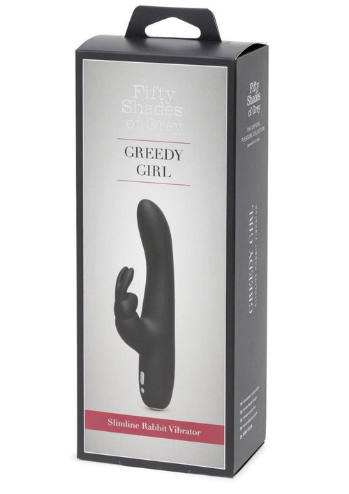 Load image 1 in gallery view. Fifty Shades Of Grey Greedy Girl Rechargeable Slimline Rabbit Vibrator - Black