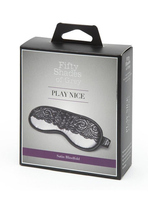Load image 1 in gallery view. Fifty Shades Of Grey Play Nice Satin and Lace Blindfold - Black/Silver