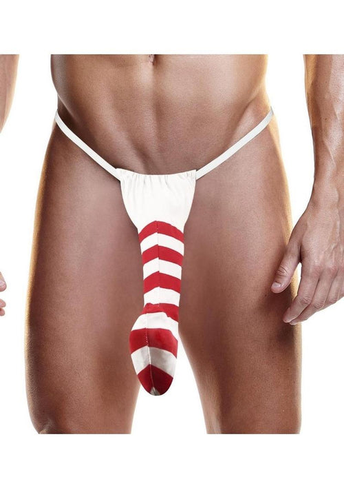 Load image 1 in gallery view. Fundies Candy Cane Thong - Red/White - One Size