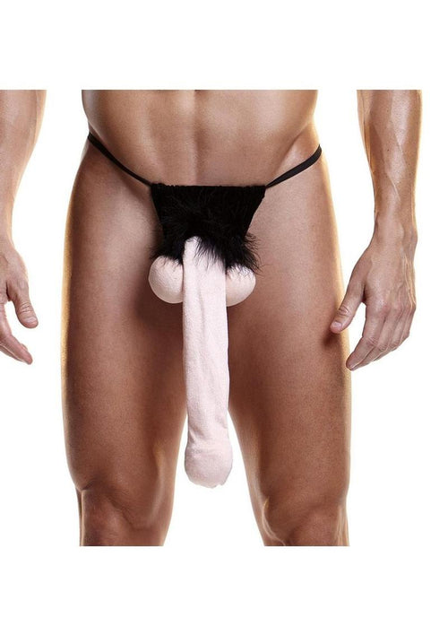 Load image 1 in gallery view. Fundies Foot Long Thong with Paper Ruler - Black - One Size