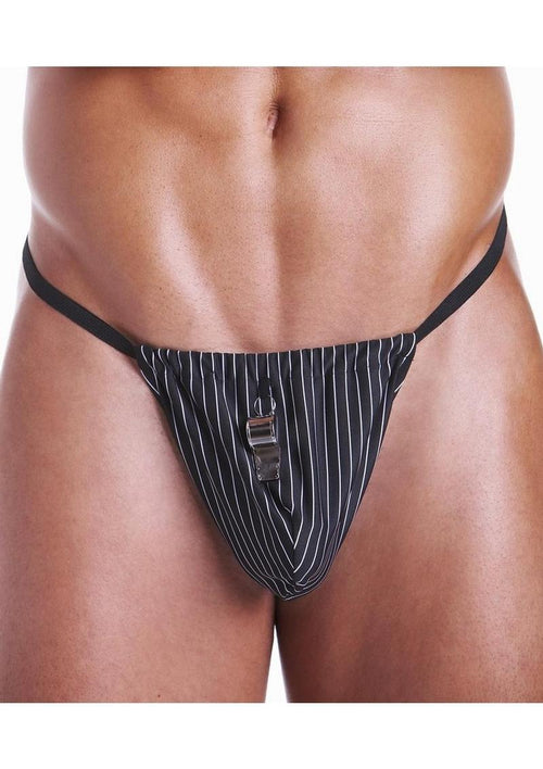 Load image 1 in gallery view. Fundies Referee G-String with Whistle - Black/White - One Size