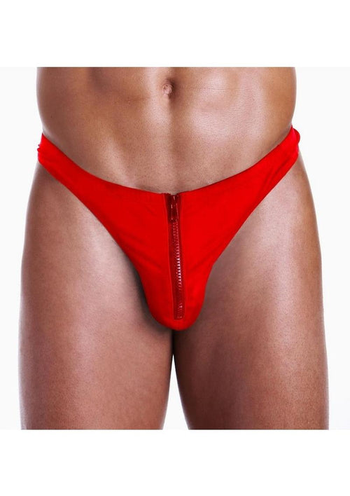 Load image 1 in gallery view. Fundies Unzip It Thong with Rose Petals - Red - One Size