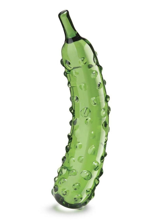 Load image 1 in gallery view. Glas Caressing Cucumber Glass Dildo - Green - 8.25in