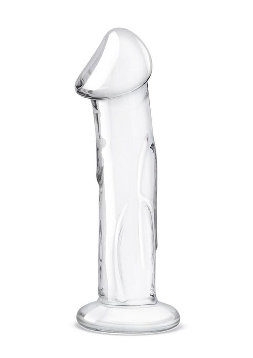 Load image 1 in gallery view. Glas Dildo Glass with Veins and Flat Base - Clear - 6in