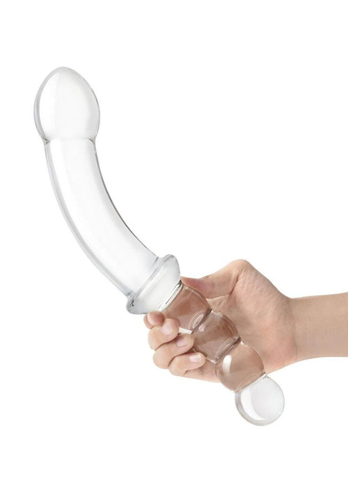 Load image 1 in gallery view. Glas Double Sided Glass Dong with Anal Bead Handle – 12.5 Inch Glas