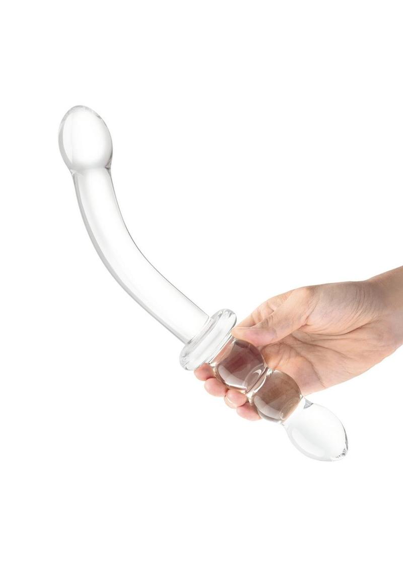 Glas Girthy Ribbed G-Spot Glass Dildo – Double Ended 12 Inch Glas